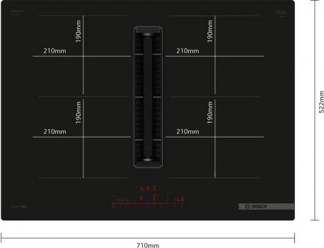 Bosch PVQ711H26E EEK: B Induktionskochfeldabzug, 70 cm breit, 500 m³/h, DirectSelect, Combi Zone, Kindersicherung, Rahmenlos aufliegend
