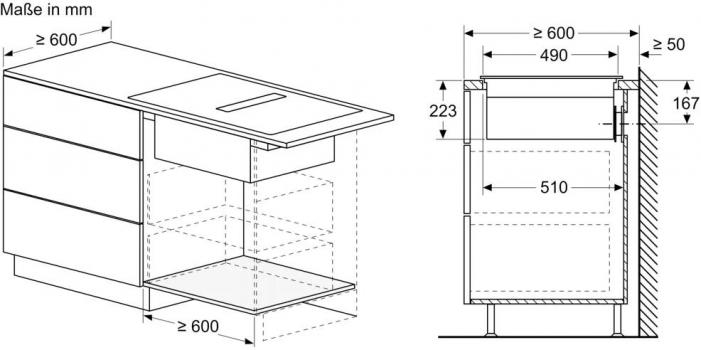 Bosch PVQ711H26E EEK: B Induktionskochfeldabzug, 70 cm breit, 500 m³/h, DirectSelect, Combi Zone, Kindersicherung, Rahmenlos aufliegend