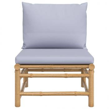 Garten-Mittelsofa mit Hellgrauen Kissen Bambus
