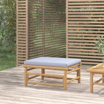 ARDEBO.de - Gartenhocker mit Hellgrauem Kissen Bambus