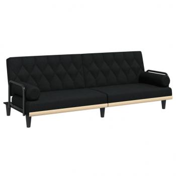 Schlafsofa mit Armlehnen Schwarz Stoff