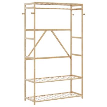 ARDEBO.de - Kleiderständer mit Ablagen 110x40x175 cm Bambus