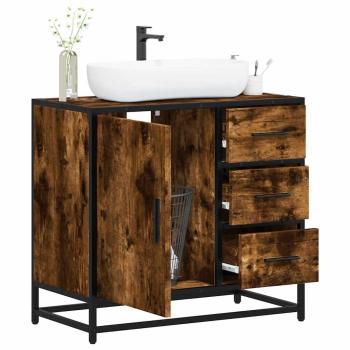 ARDEBO.de - Waschbeckenunterschrank Räuchereiche 65x33x60 cm Holzwerkstoff