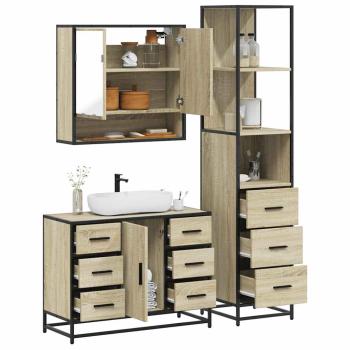 ARDEBO.de - 3-tlg. Badmöbel-Set Sonoma-Eiche Holzwerkstoff