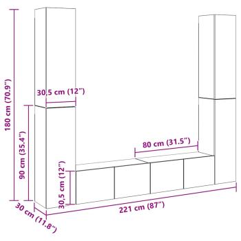 TV-Wandschränke 6 Stk. Altholz-Optik Holzwerkstoff