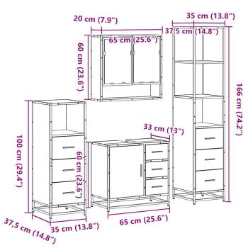 4-tlg. Badmöbel-Set Braun Eichen-Optik Holzwerkstoff