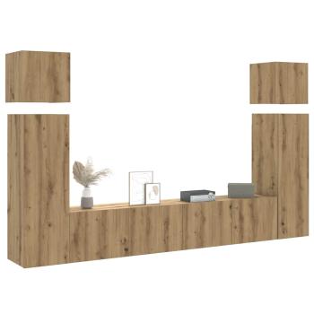 ARDEBO.de - 8-tlg. TV-Schrank-Set Wandmontage Artisan-Eiche Holzwerkstoff