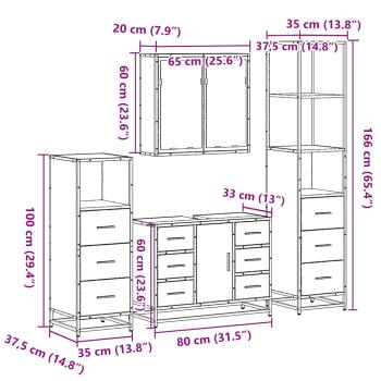 4-tlg. Badmöbel-Set Sonoma-Eiche Holzwerkstoff