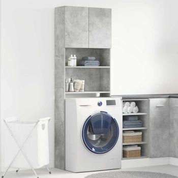 Waschmaschinenschrank Betongrau 64x24x190 cm Holzwerkstoff