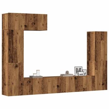 ARDEBO.de - 5-tlg. TV-Schrank-Set Wandmontage Altholz-Optik Holzwerkstoff