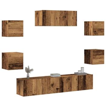 ARDEBO.de - 5-teiliges TV-Schrank-Set Wandmontage aus altem Holz