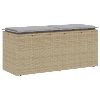 ARDEBO.de - Gartenbank mit Kissen Beige 110x40x44 cm Poly Rattan
