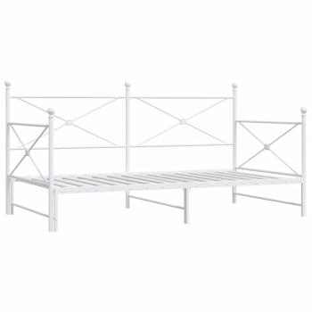 Tagesbett Ausziehbar ohne Matratze Weiß 100x200 cm Stahl
