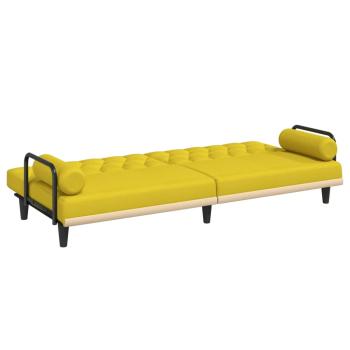 Schlafsofa mit Armlehnen Hellgelb Stoff