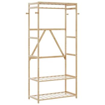 ARDEBO.de - Kleiderständer mit Ablagen 80x40x175 cm Bambus