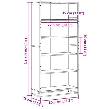 Bücherregal Schwarz 80,5x35x170,5 cm Holzwerkstoff