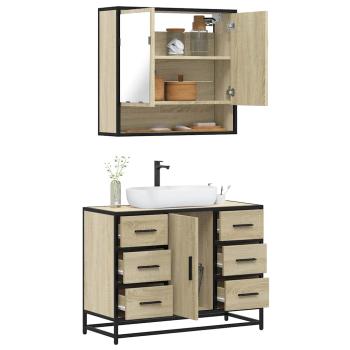 ARDEBO.de - 2-tlg. Badmöbel-Set Sonoma-Eiche Holzwerkstoff