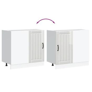 Spülenunterschrank Lucca Hochglanz-Weiß Holzwerkstoff