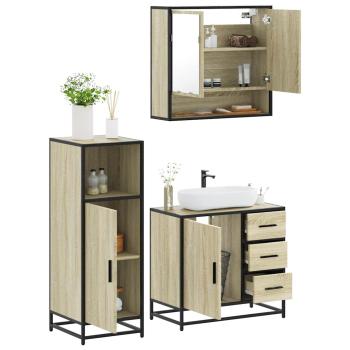 ARDEBO.de - 3-tlg. Badmöbel-Set Sonoma-Eiche Holzwerkstoff