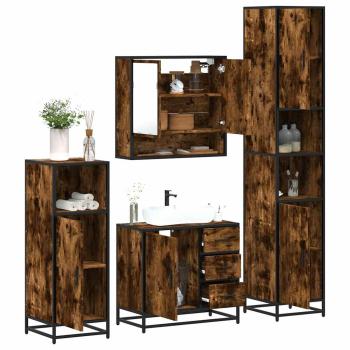 ARDEBO.de - 4-tlg. Badmöbel-Set Räuchereiche Holzwerkstoff