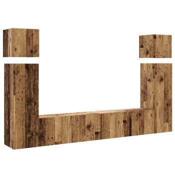 8-tlg. TV-Schrank-Set Wandmontage Altholz-Optik Holzwerkstoff