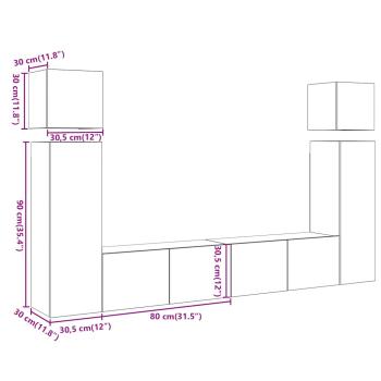 8-tlg. TV-Schrank-Set Wandmontage Altholz-Optik Holzwerkstoff