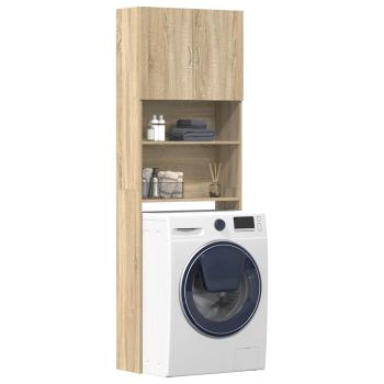 ARDEBO.de - Waschmaschinenregal Sonoma-Eiche 64x24x190 cm Holzwerkstoff