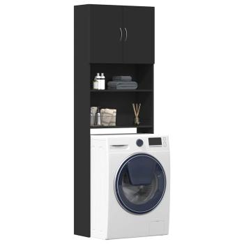 ARDEBO.de - Waschmaschinenschrank Schwarz 64x24x190 cm Holzwerkstoff