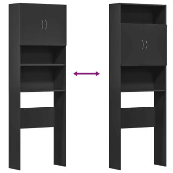 Waschmaschinenschrank Schwarz 64x24x190 cm Holzwerkstoff