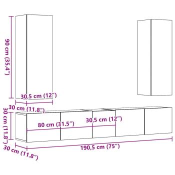TV-Wandschränke 5 Stk. Artisan-Eiche Holzwerkstoff