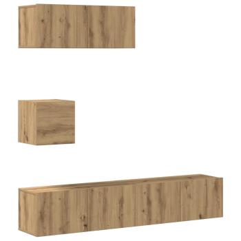 ARDEBO.de - 4-tlg. TV-Schrank-Set Wandmontage Artisan-Eiche Holzwerkstoff