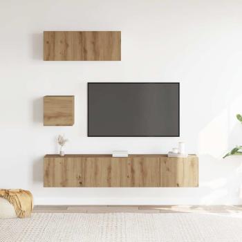 4-tlg. TV-Schrank-Set Wandmontage Artisan-Eiche Holzwerkstoff