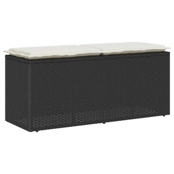 ARDEBO.de - Gartenbank mit Kissen Schwarz 110x40x44 cm Poly Rattan