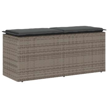 ARDEBO.de - Gartenbank mit Kissen Grau 110x40x44 cm Poly Rattan