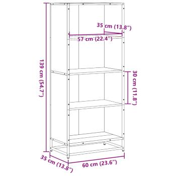 Bücherregal Schwarz 60x35x139 cm Holzwerkstoff