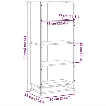Bücherregal Räuchereiche 60x35x139 cm Holzwerkstoff