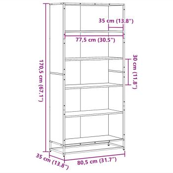 Bücherregal Sonoma-Eiche 80,5x35x170,5 cm Holzwerkstoff