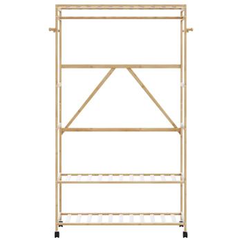 Kleiderständer mit Ablagen und Rollen 110x40x180 cm Bambus