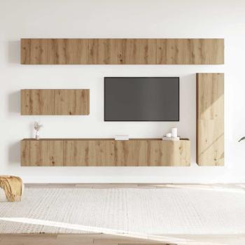 7-tlg. TV-Schrank-Set Wandmontage Artisan-Eiche Holzwerkstoff