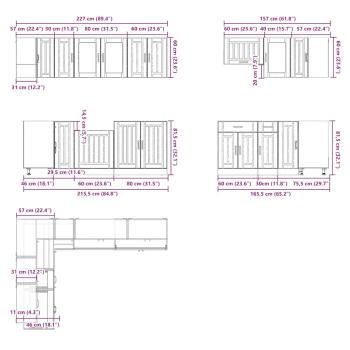 11-tlg. Küchenschrank-Set Lucca Weiß Holzwerkstoff