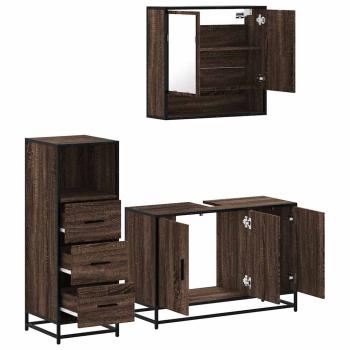 3-tlg. Badmöbel-Set Braun Eichen-Optik Holzwerkstoff