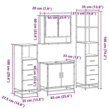 4-tlg. Badmöbel-Set Braun Eichen-Optik Holzwerkstoff