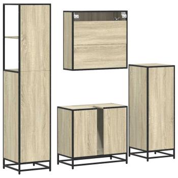 4-tlg. Badmöbel-Set Sonoma-Eiche Holzwerkstoff