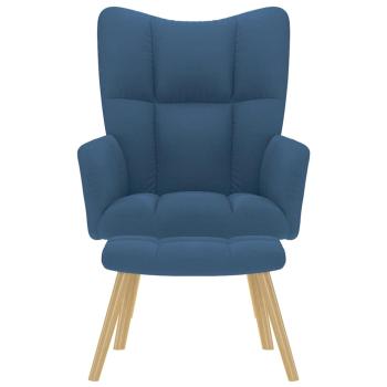 Relaxsessel mit Hocker Blau Stoff