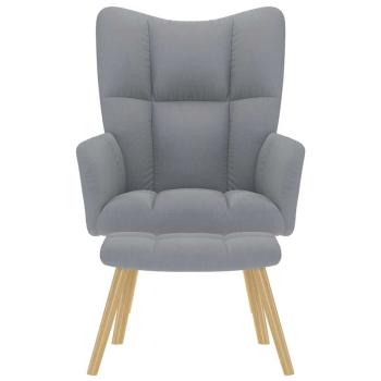 Relaxsessel mit Hocker Hellgrau Stoff