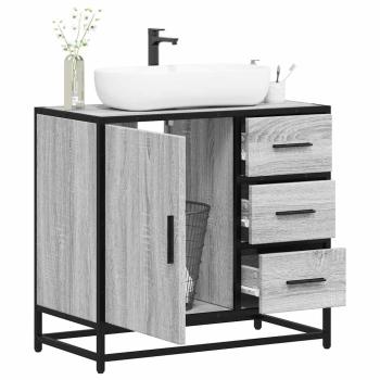 ARDEBO.de - Waschbeckenunterschrank Grau Sonoma 65x33x60 cm Holzwerkstoff