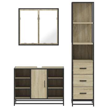 ARDEBO.de - 3-tlg. Badmöbel-Set Sonoma-Eiche Holzwerkstoff