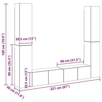 TV-Wandschränke 6 Stk. Artisan-Eiche Holzwerkstoff