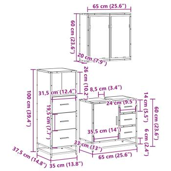 3-tlg. Badmöbel-Set Sonoma-Eiche Holzwerkstoff