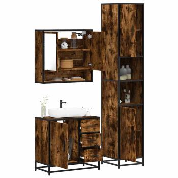 ARDEBO.de - 3-tlg. Badmöbel-Set Räuchereiche Holzwerkstoff